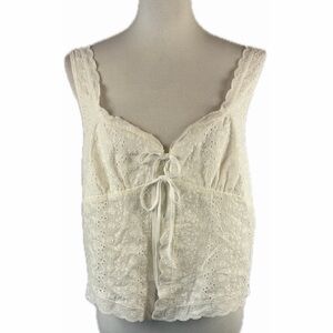 Aeropostale Eyelet Tie-Front Flyaway Babydoll Tank Top Size XL Coquette Cottage